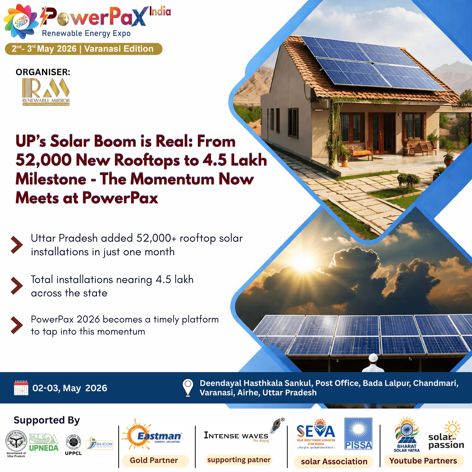 Uttar Pradesh’s Solar Surge: 52,000+ Rooftops in a Month Signals a Defining Moment for PowerPax India Expo