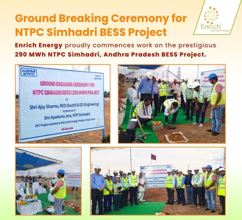 Enrich Energy Breaks Ground on 290 MWh BESS Project at NTPC Simhadri, Andhra Pradesh