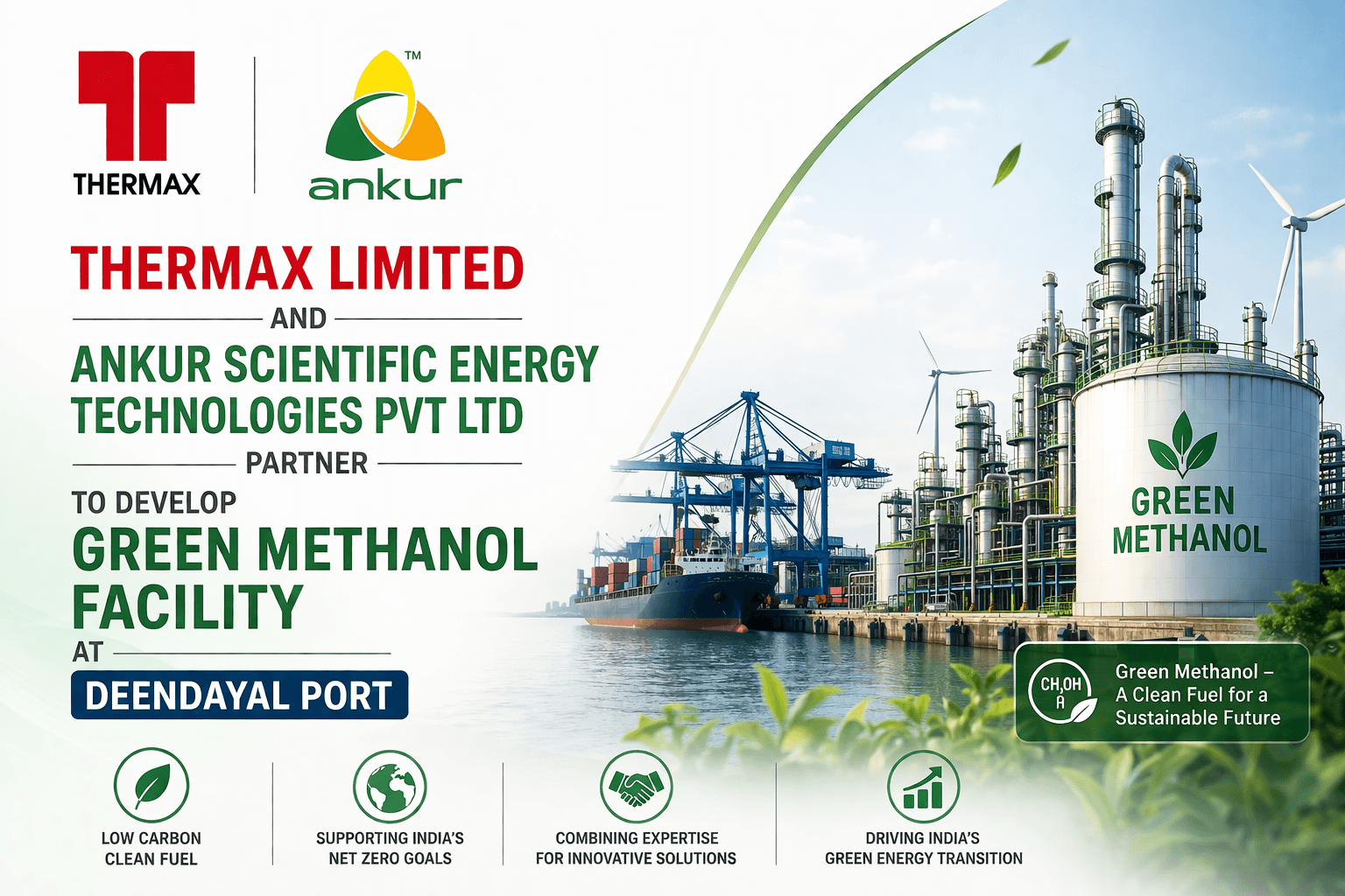 Thermax Limited and Ankur Scientific Energy Technologies Pvt Ltd Partner to Develop Green Methanol Facility at Deendayal Port