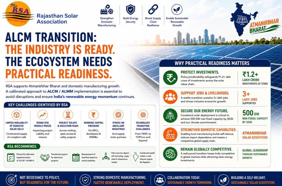 Rajasthan Solar Association Urges Phased ALCM/ALMM-II Rollout to Safeguard Solar Sector Growth